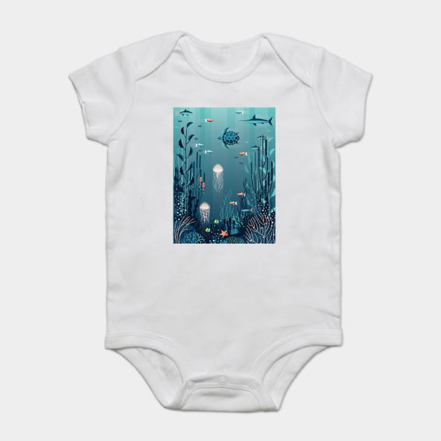 Marine Life Baby Bodysuit by lanaxxart